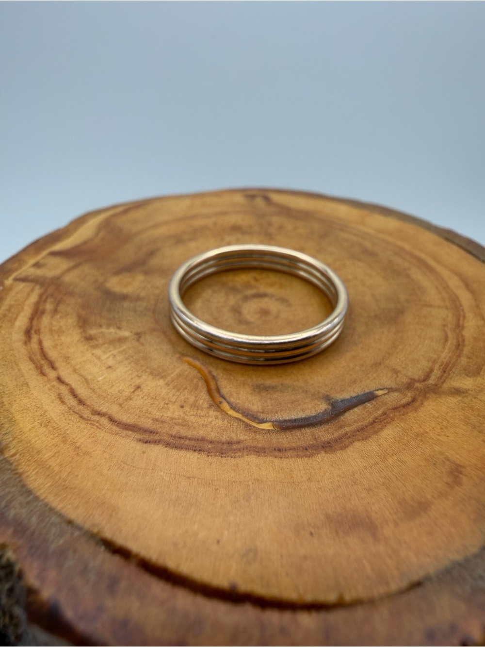 Sterling Silver Gold Tone Stackable Women's Triple Band Ring size 7.75 - 2.5g